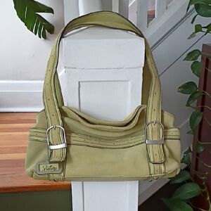 Sisters By Longaberger Spring Green 90's Y2K Suede Purse Shoulder Bag